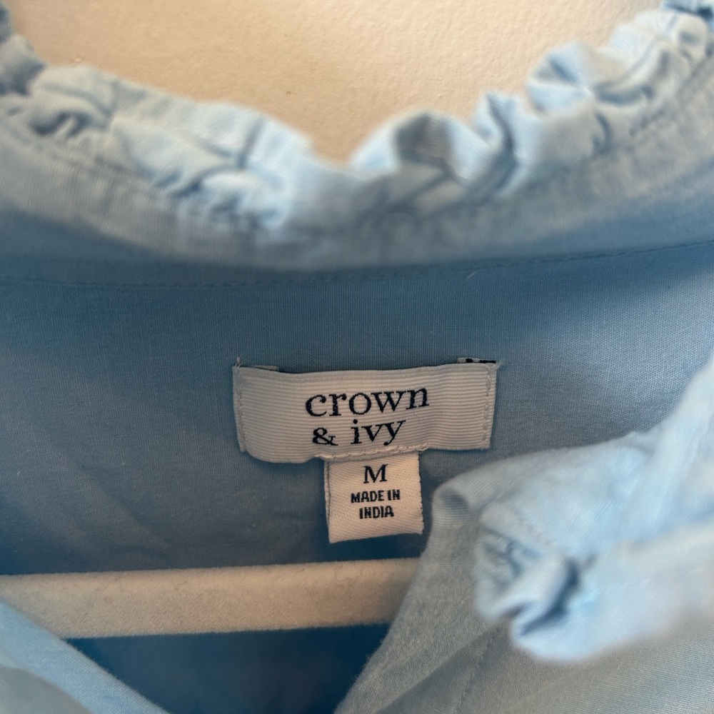 Crown & Ivy Sky Blue Ruffle Top - Picture 3 of 3